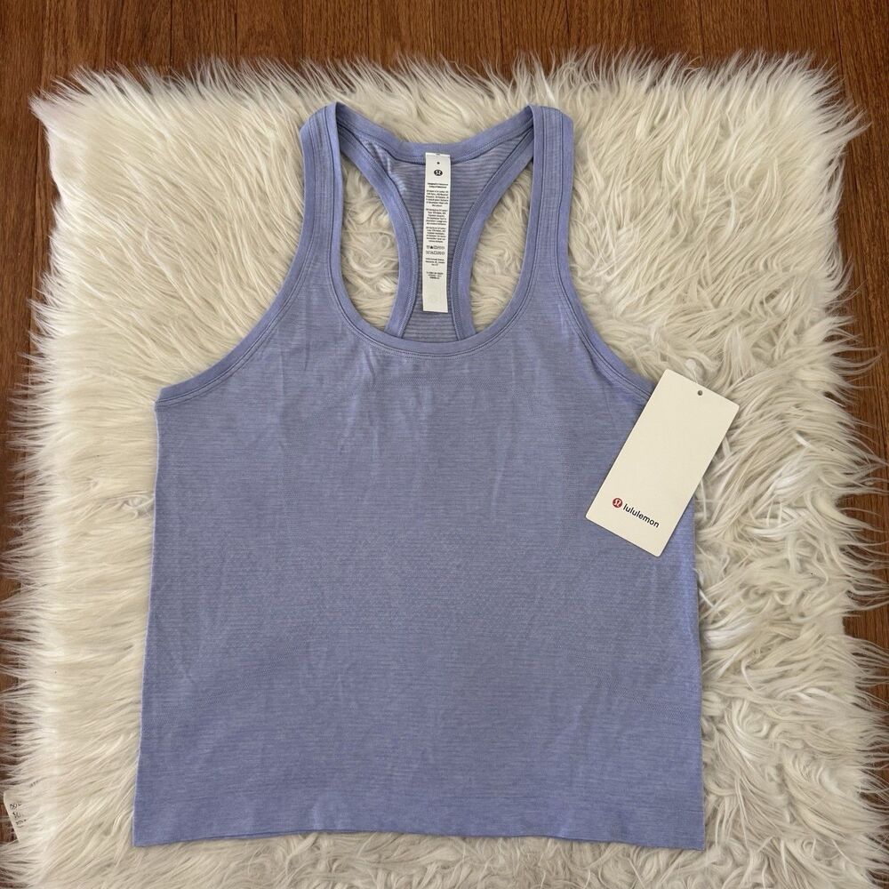 Lululemon Swiftly Tech Tank Top Race Length Shirt Dusty Lilac Serene Blue Size 8